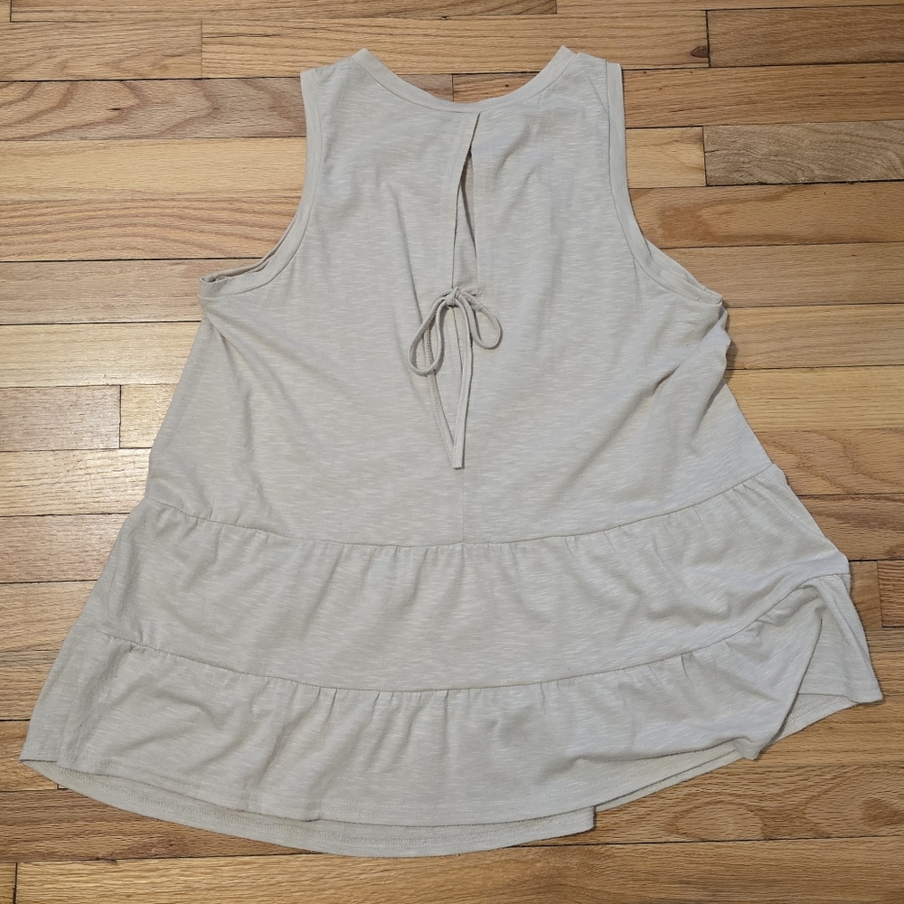 Tan Sleeveless Ruffle-Hem Tank Top - Picture 4 of 6